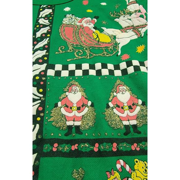 Vintage Christmas Nutcracker Sweatshirt Santa Green S Small M Medium - Picture 3 of 4